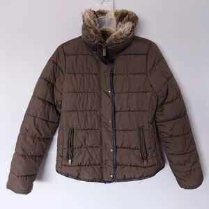 Old Navy Faux Fur Trim Puffer jacket Army Green / Olive